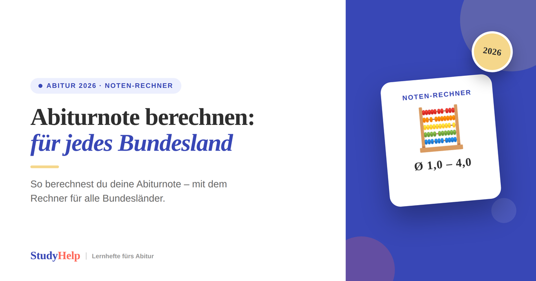 Abiturnote berechnen 2026: Rechner für alle Bundesländer