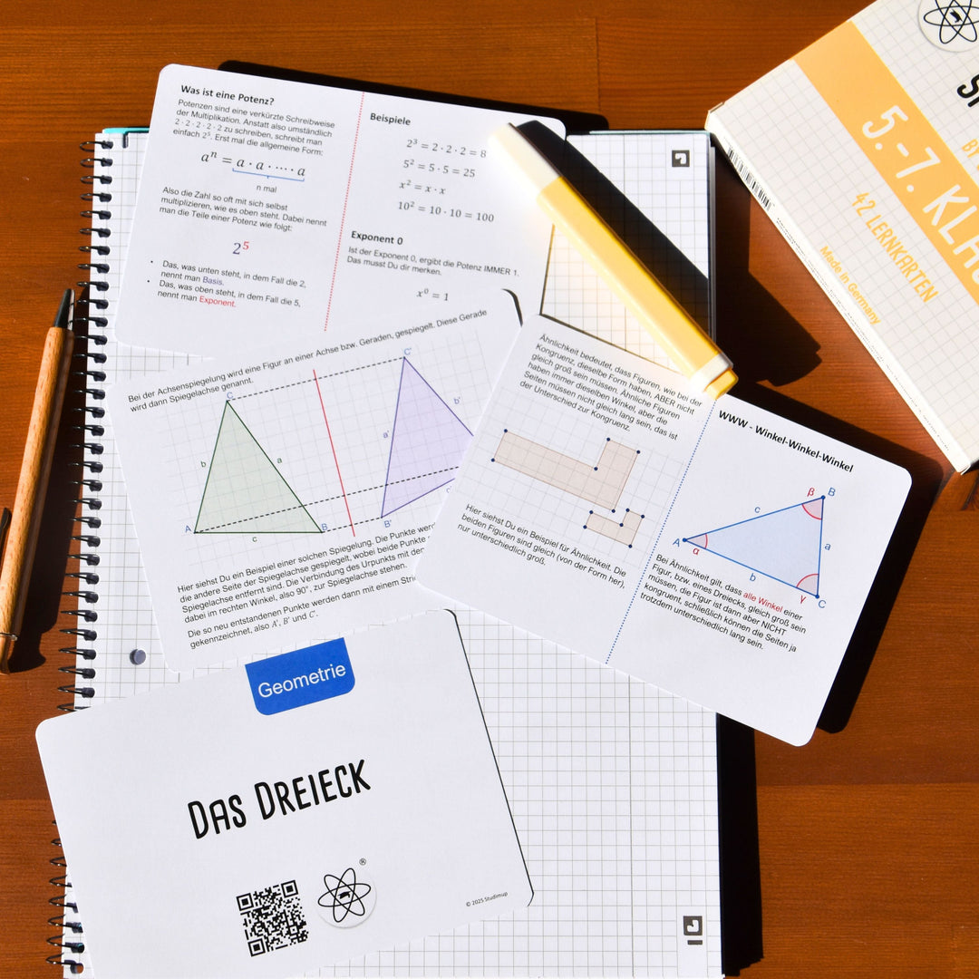 Mathe Spickzettel A6: Lernkarten für die 5.-7. Klasse