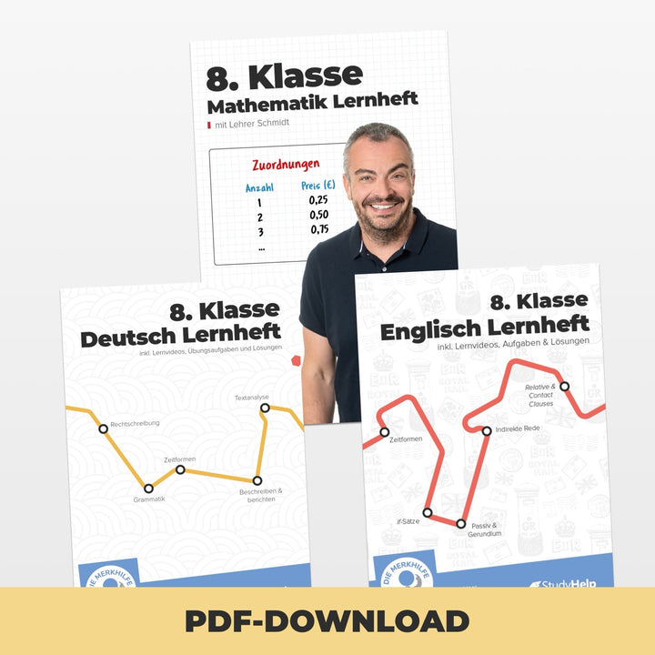 Hauptfächer Set für die 8. Klasse | StudyHelp Verlag.