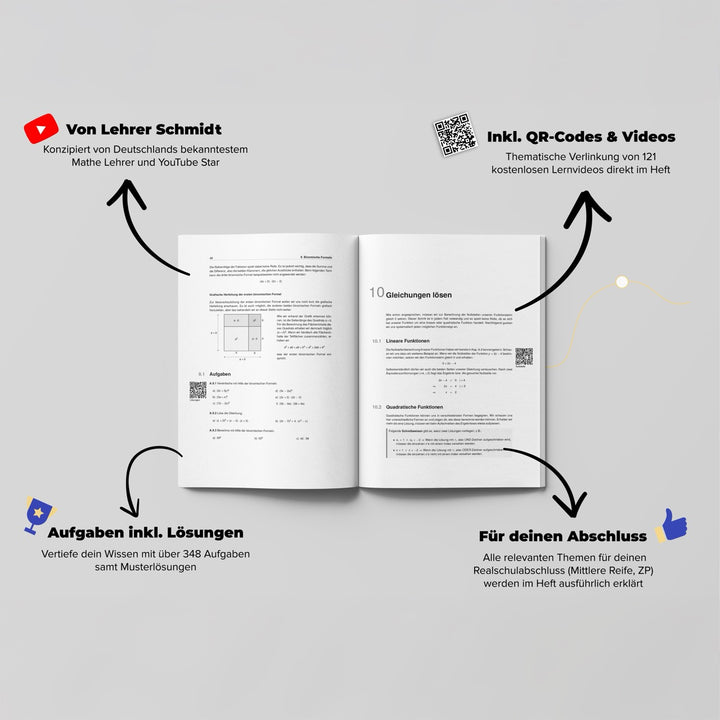 Mathe Realschulabschluss (Mittlere Reife) by Lehrer Schmidt | StudyHelp Verlag.
