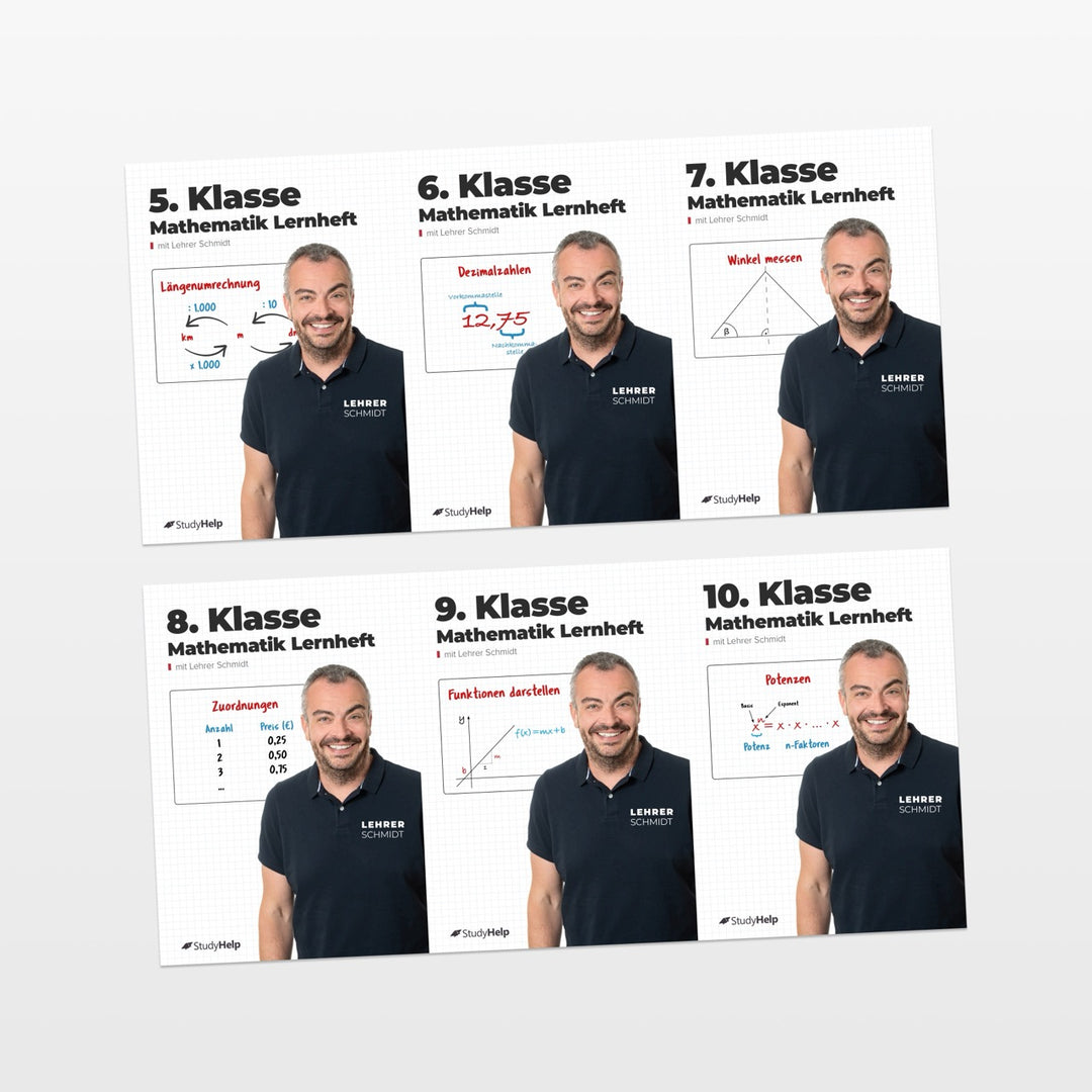 Mathematik Lernhefte Set für die SEK 1 by Lehrer Schmidt | StudyHelp Verlag.