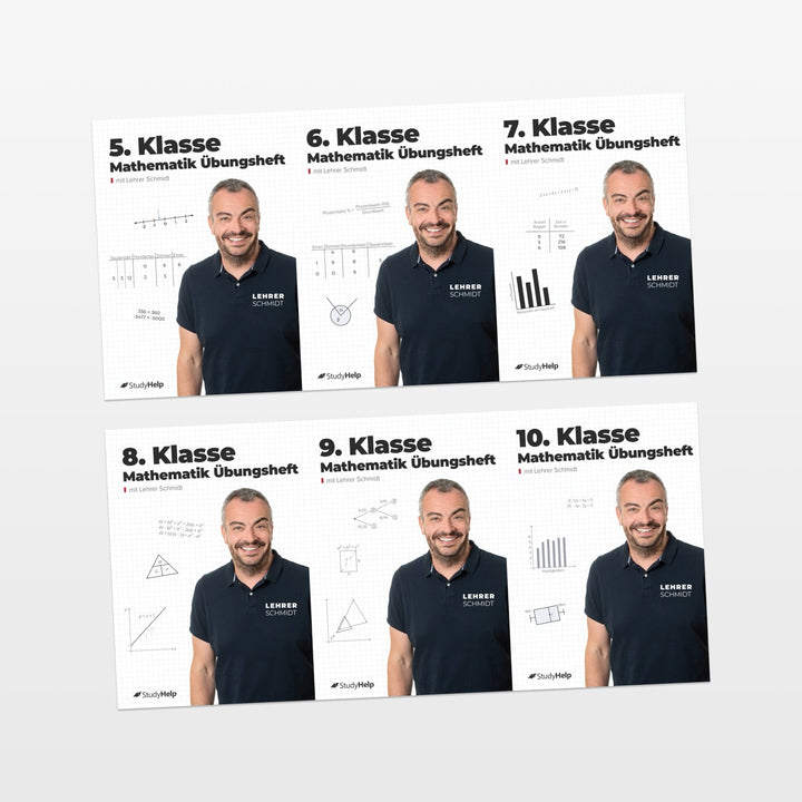 Mathematik Übungshefte Set für die SEK 1 by Lehrer Schmidt | StudyHelp Verlag.