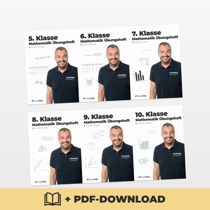 Mathematik Übungshefte Set für die SEK 1 by Lehrer Schmidt | StudyHelp Verlag.