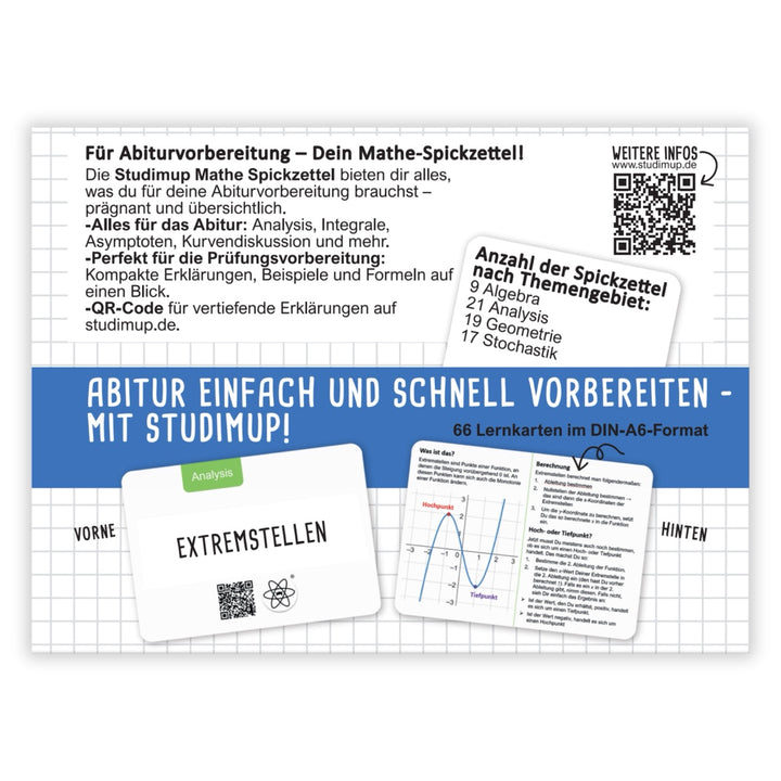 Mathe Spickzettel A6 Pro: Lernkarten für das Abitur | Studimup.