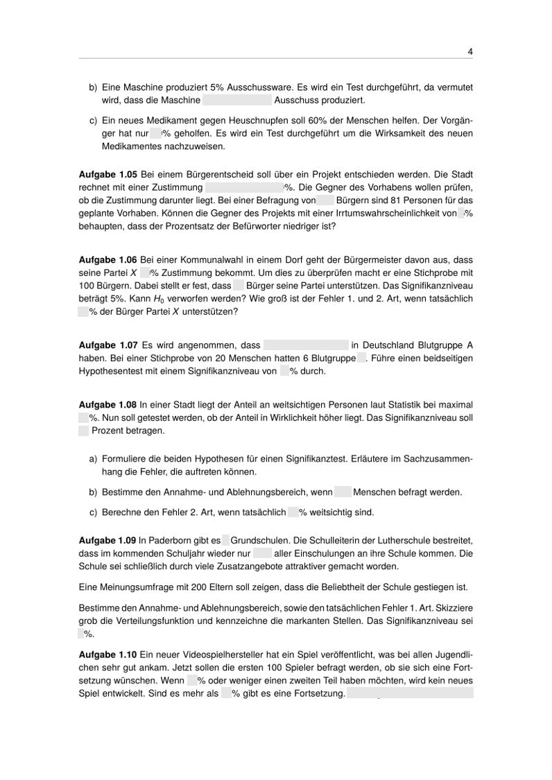 Aufgaben zu Hypothesentest | StudyHelp Verlag.