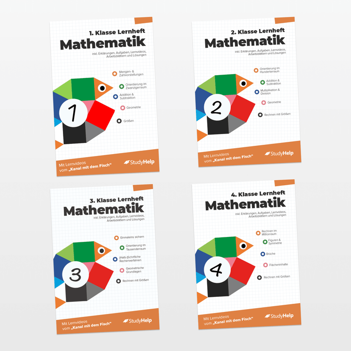 Mathe Grundschule Lernhefte Set - Der Kanal mit dem Fisch | StudyHelp Verlag.