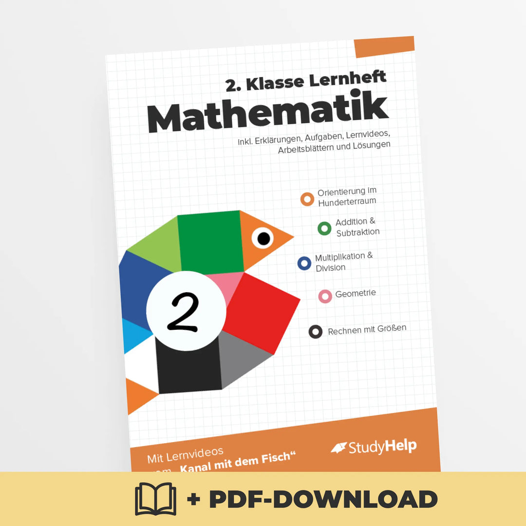 Mathematik Lernheft 2. Klasse - Der Kanal mit dem Fisch | StudyHelp Verlag.