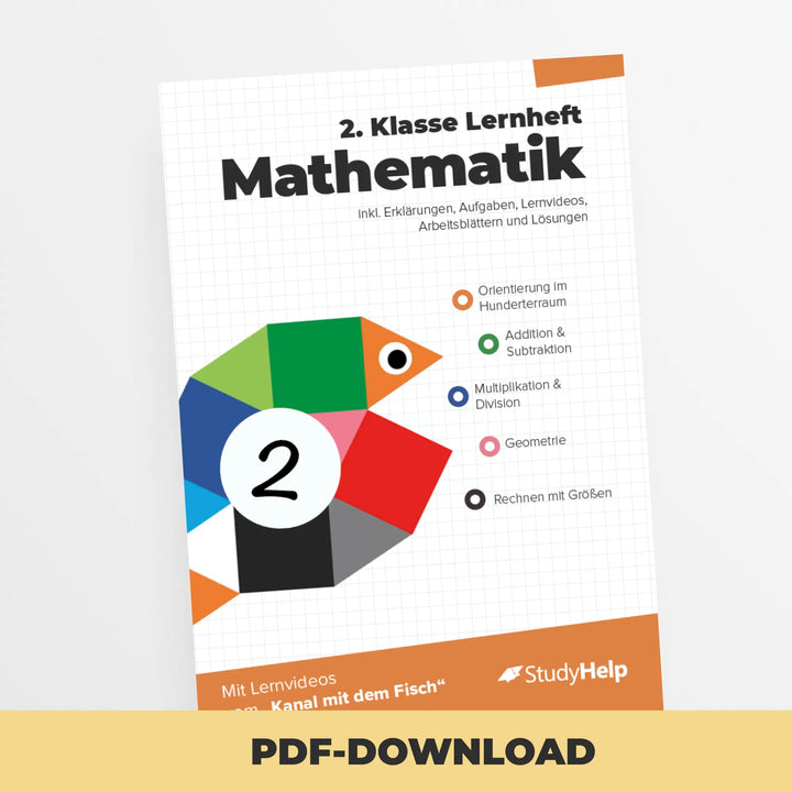 Mathematik Lernheft 2. Klasse - Der Kanal mit dem Fisch | StudyHelp Verlag.