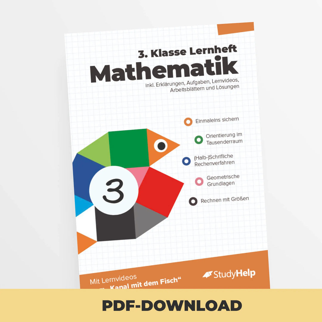 Mathematik Lernheft 3. Klasse - Der Kanal mit dem Fisch | StudyHelp Verlag.