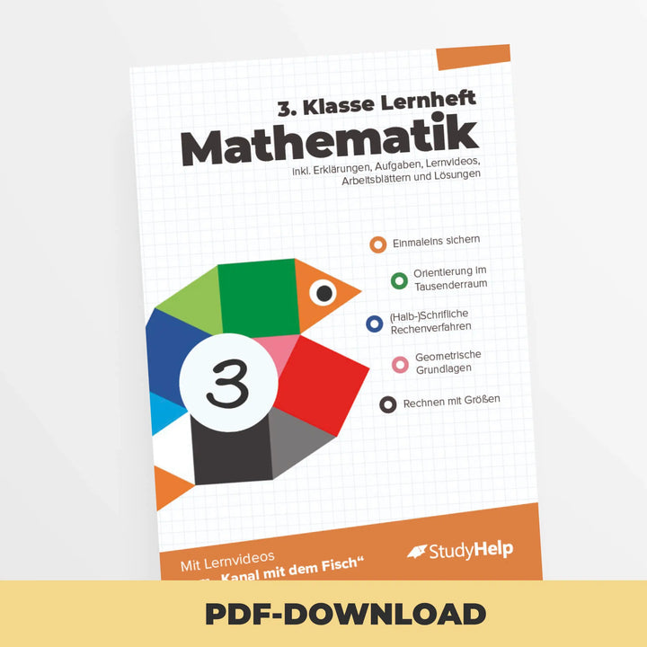 Mathematik Lernheft 3. Klasse - Der Kanal mit dem Fisch | StudyHelp Verlag.